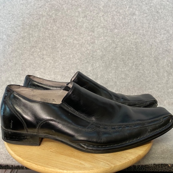 Stacy Adams Size 10M Black Leather Square Toe Slip On Loafer Shoes - Picture 11 of 16